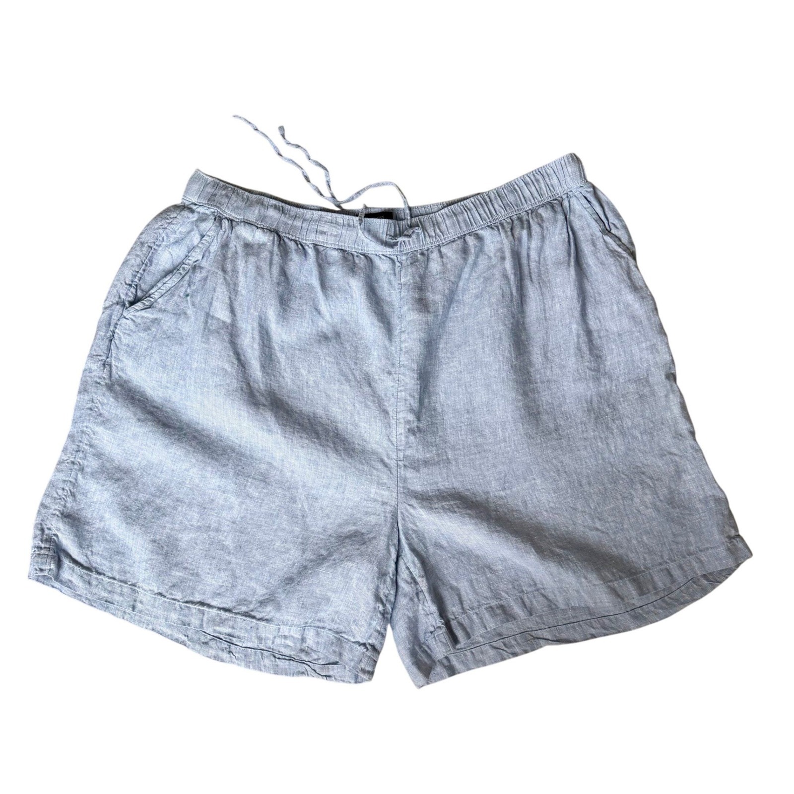 Tahari 100% Linen Drawstring Elastic Waist Shorts Size 2x Good Pre-Owned Cond